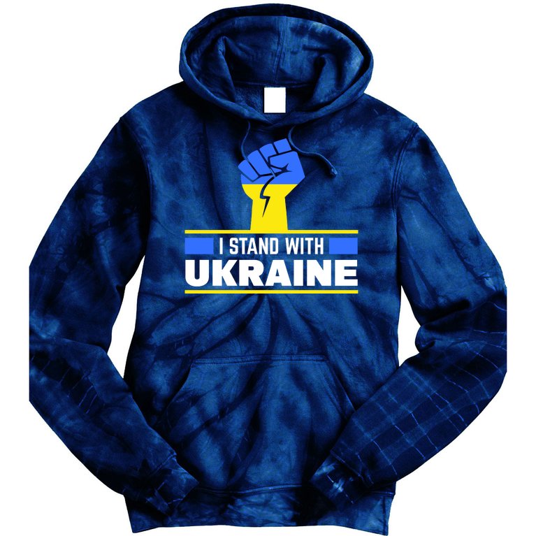 I Stand With Ukraine Support Love Peace Fist Tie Dye Hoodie