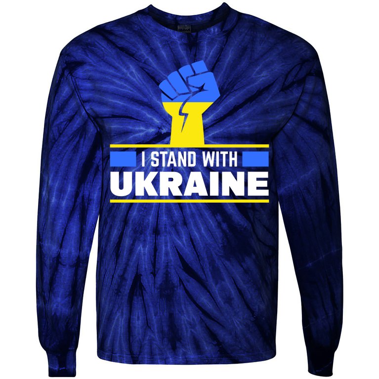 I Stand With Ukraine Support Love Peace Fist Tie-Dye Long Sleeve Shirt
