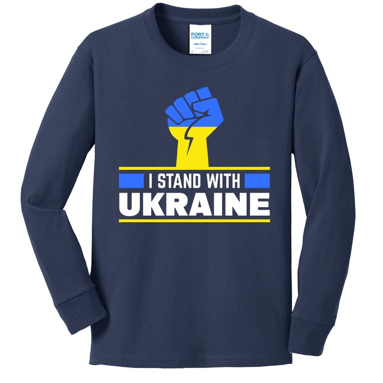 I Stand With Ukraine Support Love Peace Fist Kids Long Sleeve Shirt