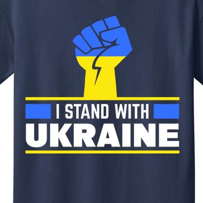 I Stand With Ukraine Support Love Peace Fist Kids T-Shirt