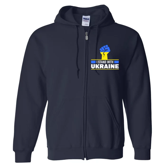 I Stand With Ukraine Support Love Peace Fist Full Zip Hoodie