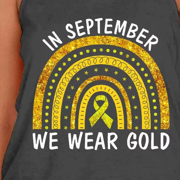 In September We Wear Gold Childhood Cancer Women's Knotted Racerback Tank