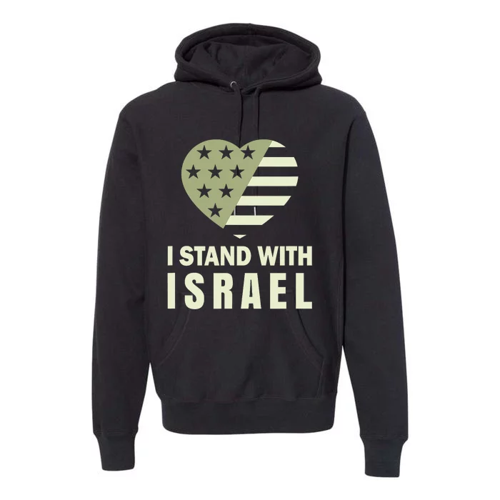 I Stand With Israel Patriotic Usa And Israel Flag Premium Hoodie