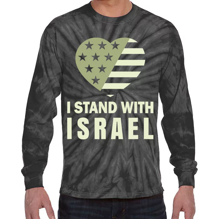 I Stand With Israel Patriotic Usa And Israel Flag Tie-Dye Long Sleeve Shirt