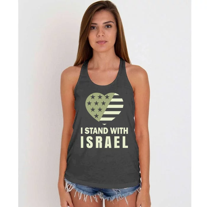 I Stand With Israel Patriotic Usa And Israel Flag Women's Knotted Racerback Tank