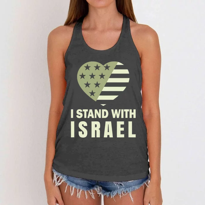 I Stand With Israel Patriotic Usa And Israel Flag Women's Knotted Racerback Tank