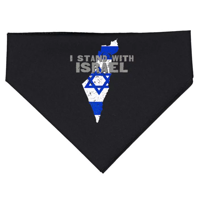 I Stand With Israel Map Flag Jerusalem Hebrew Jew Israelite USA-Made Doggie Bandana