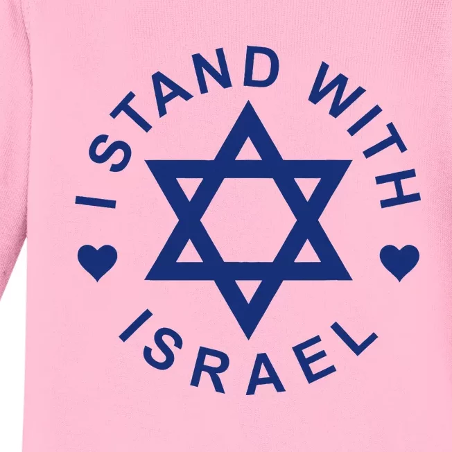 I Stand With Israel Israeli Flag Jewish Star Of David Baby Long Sleeve Bodysuit