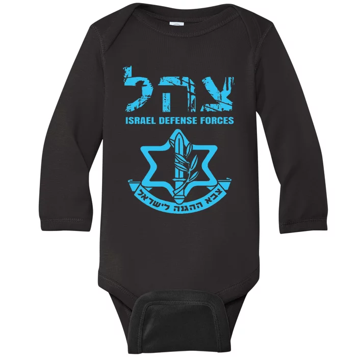 I Stand With Israel Jewish Israeli Flag Jewish Baby Long Sleeve Bodysuit