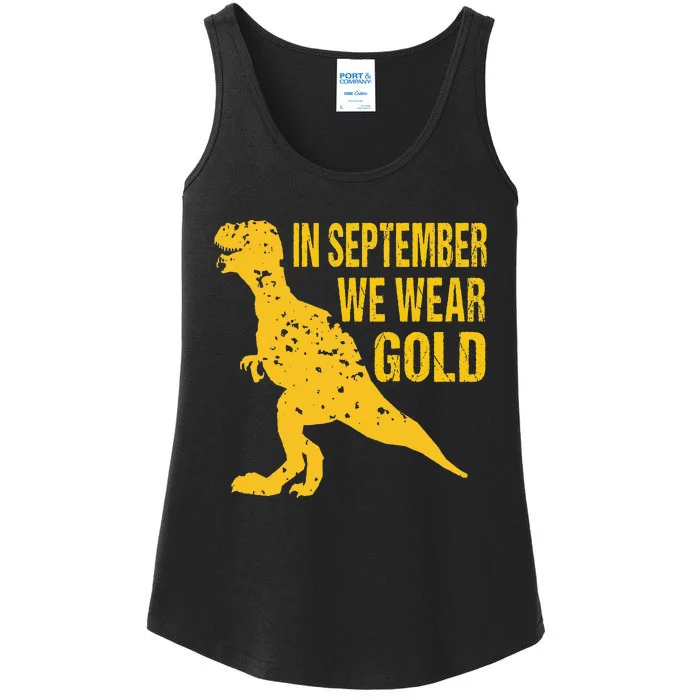 In September We Wear Gold Trex Childhood Cancer Awareness Ladies Essential Tank