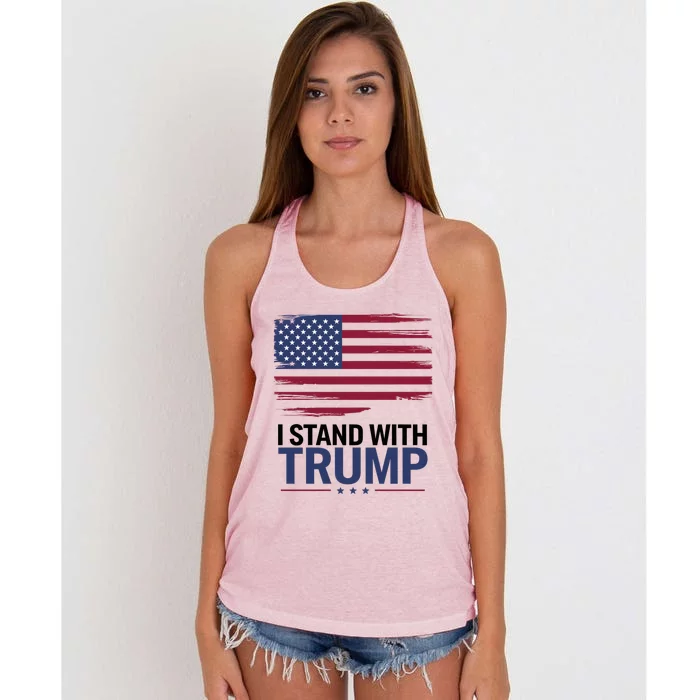 I Stand With Trump Trump For President Trump Vance 2024 Cool Gift Women's Knotted Racerback Tank