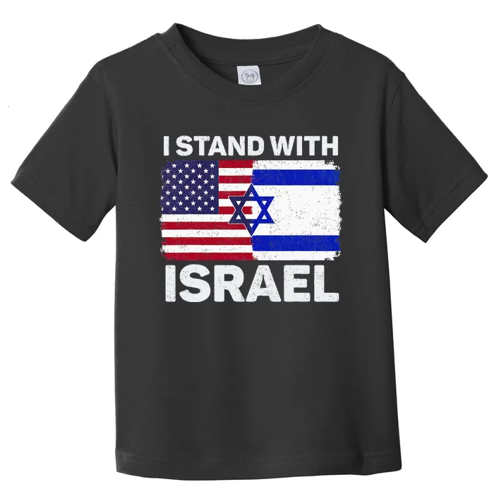 I Stand With Israel USA American Flag with Israel Flag Toddler T-Shirt