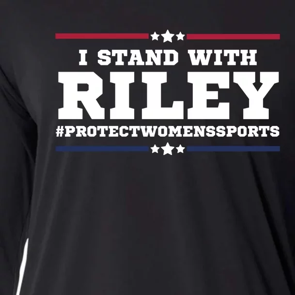 I Stand With Riley Gaines #ProtectWomensSports Cooling Performance Long Sleeve Crew