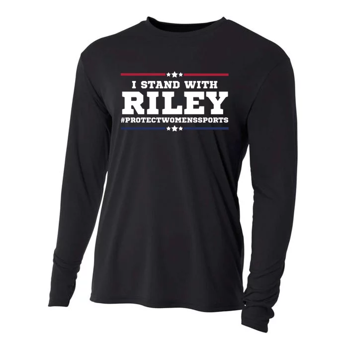 I Stand With Riley Gaines #ProtectWomensSports Cooling Performance Long Sleeve Crew