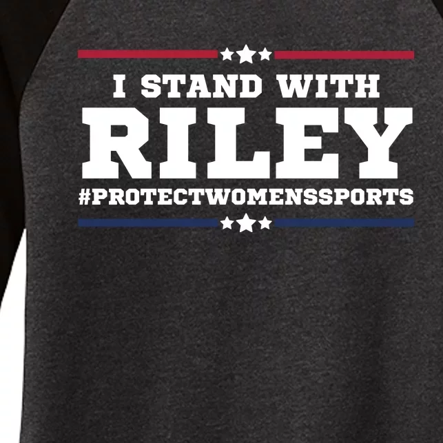 I Stand With Riley Gaines #ProtectWomensSports Women's Tri-Blend 3/4-Sleeve Raglan Shirt