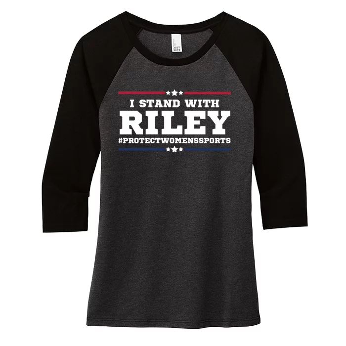 I Stand With Riley Gaines #ProtectWomensSports Women's Tri-Blend 3/4-Sleeve Raglan Shirt