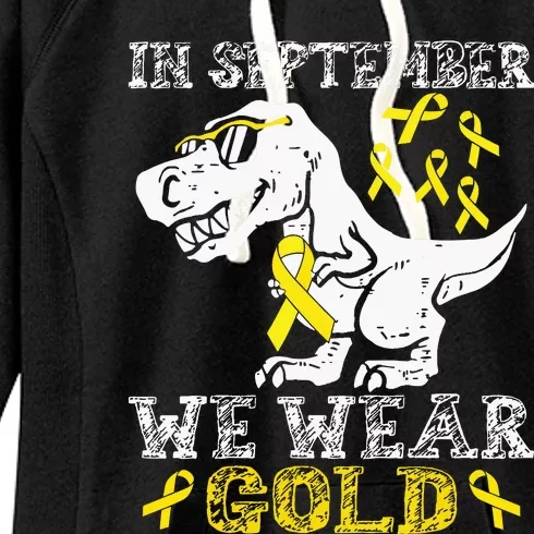 In September We Wear Gold Trex Childhood Cancer Awareness Women's Fleece Hoodie