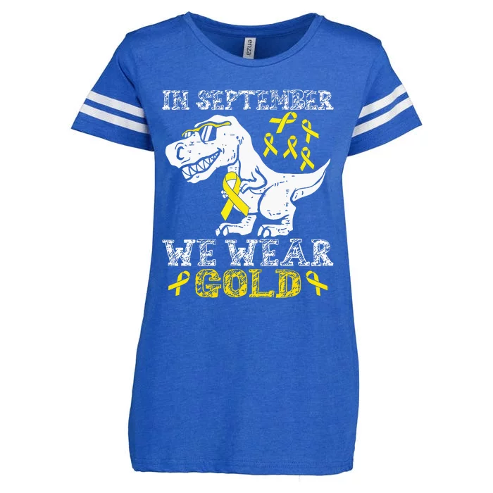 In September We Wear Gold Trex Childhood Cancer Awareness Enza Ladies Jersey Football T-Shirt