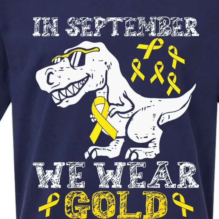 In September We Wear Gold Trex Childhood Cancer Awareness Sueded Cloud Jersey T-Shirt