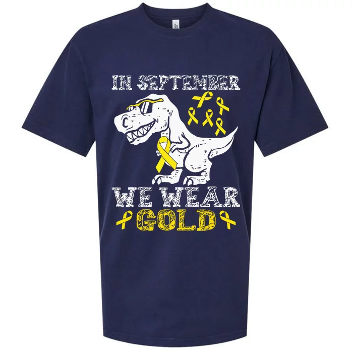 In September We Wear Gold Trex Childhood Cancer Awareness Sueded Cloud Jersey T-Shirt