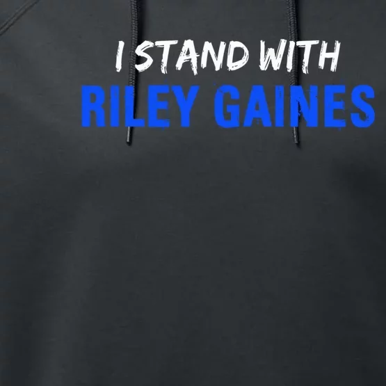 I Stand With Riley Gaines Long Sleeve Performance Fleece Hoodie