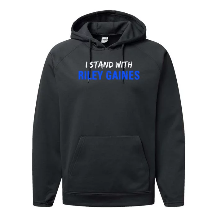 I Stand With Riley Gaines Long Sleeve Performance Fleece Hoodie