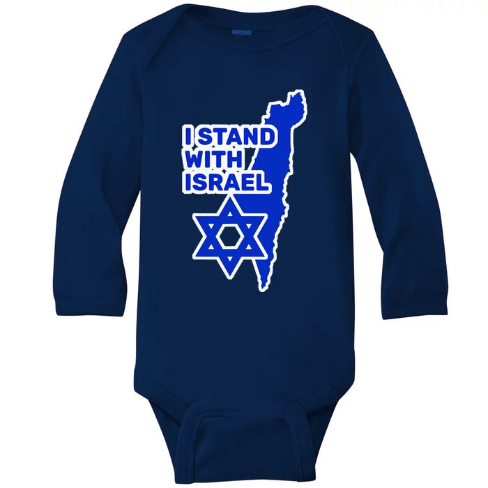 I Stand With Israel Jewish Heritage Israeli Flag Baby Long Sleeve Bodysuit