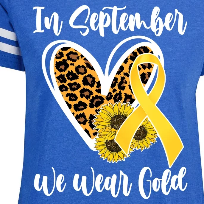 In Septemeber We Wear Gold Childhood Cancer Enza Ladies Jersey Football T-Shirt