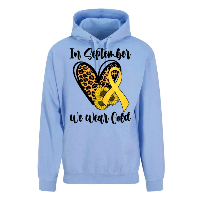 In Septemeber We Wear Gold Childhood Cancer Unisex Surf Hoodie