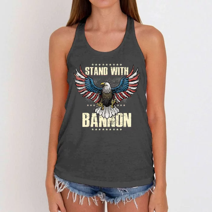 I Stand With Bannon Patriotic Women's Knotted Racerback Tank