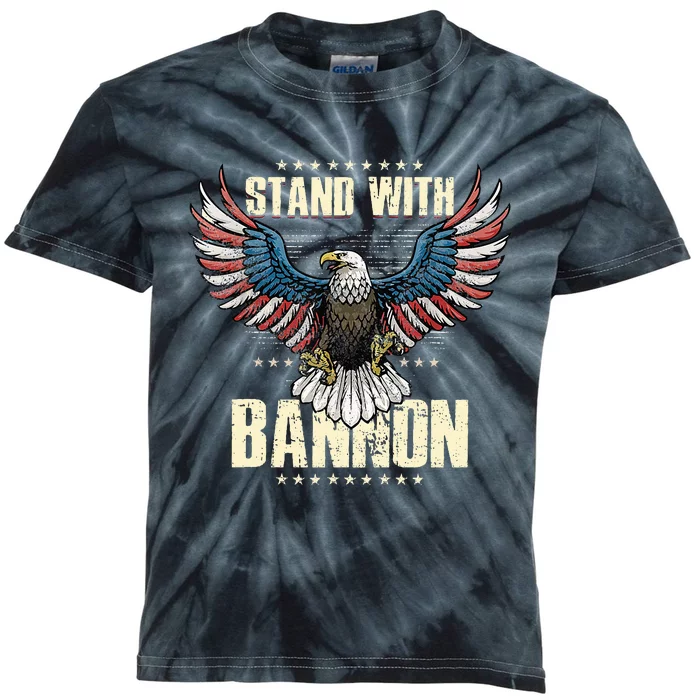 I Stand With Bannon Patriotic Kids Tie-Dye T-Shirt