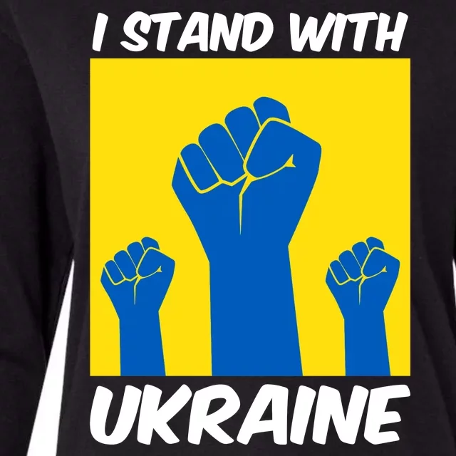 I Stand With Ukraine Fist Womens Cotton Relaxed Long Sleeve T-Shirt