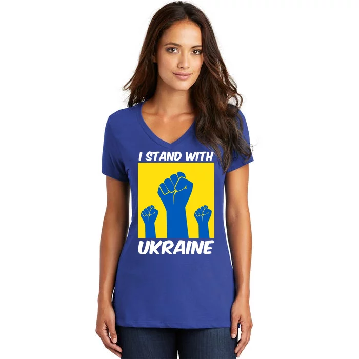 I Stand With Ukraine Fist Women's V-Neck T-Shirt