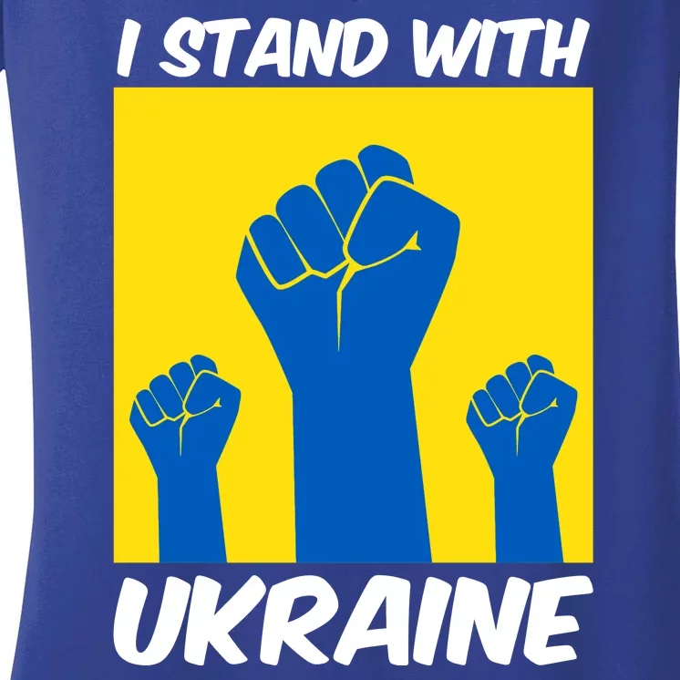 I Stand With Ukraine Fist Women's V-Neck T-Shirt