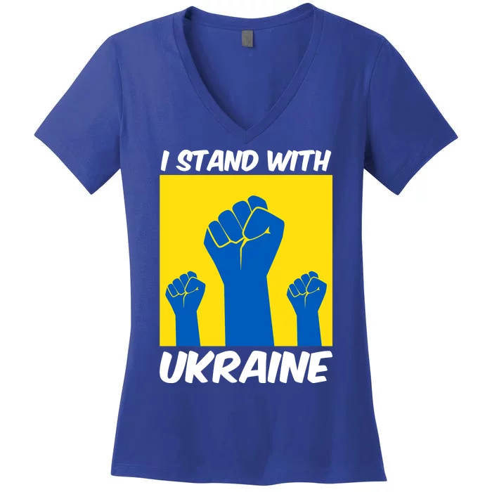 I Stand With Ukraine Fist Women's V-Neck T-Shirt