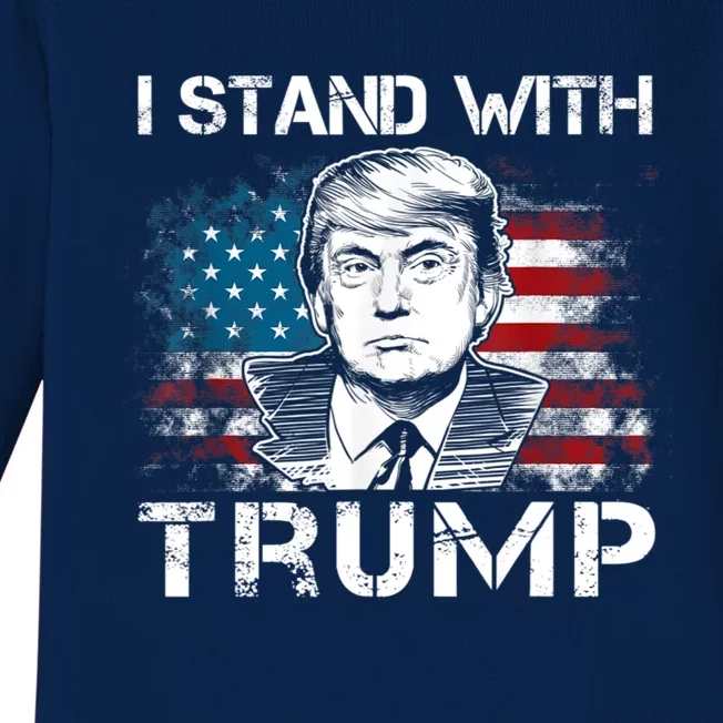 I Stand With Trump Pro Trump Supporter Free Trump Baby Long Sleeve Bodysuit