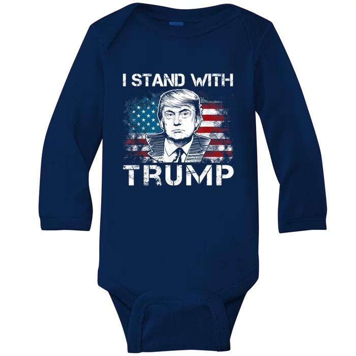 I Stand With Trump Pro Trump Supporter Free Trump Baby Long Sleeve Bodysuit