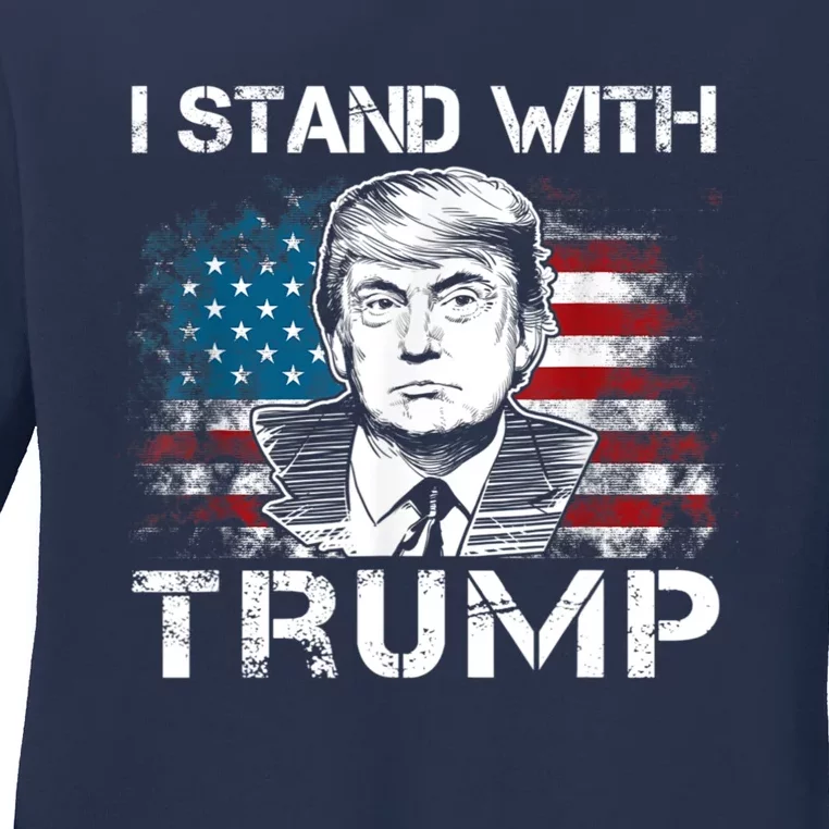 I Stand With Trump Pro Trump Supporter Free Trump Ladies Long Sleeve Shirt