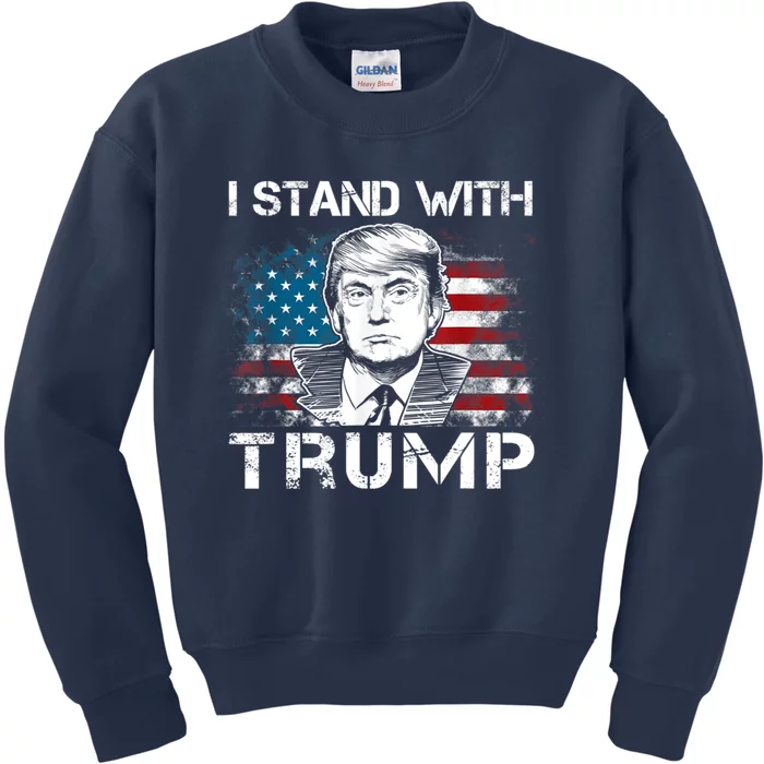 I Stand With Trump Pro Trump Supporter Free Trump Kids Sweatshirt