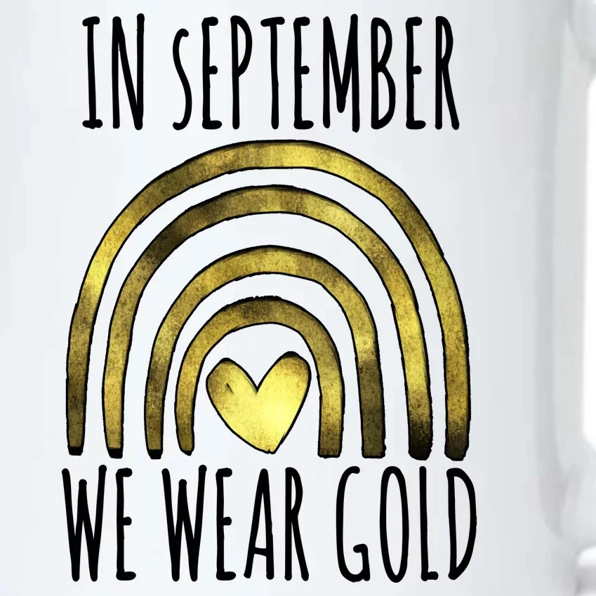 In September We Wear Gold Childhood Cancer Rainbow Black Color Changing Mug