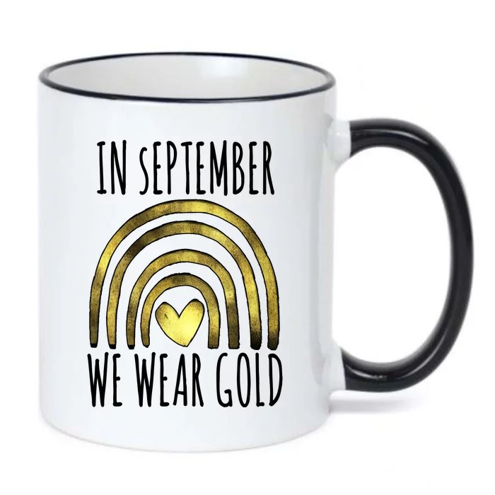 In September We Wear Gold Childhood Cancer Rainbow Black Color Changing Mug