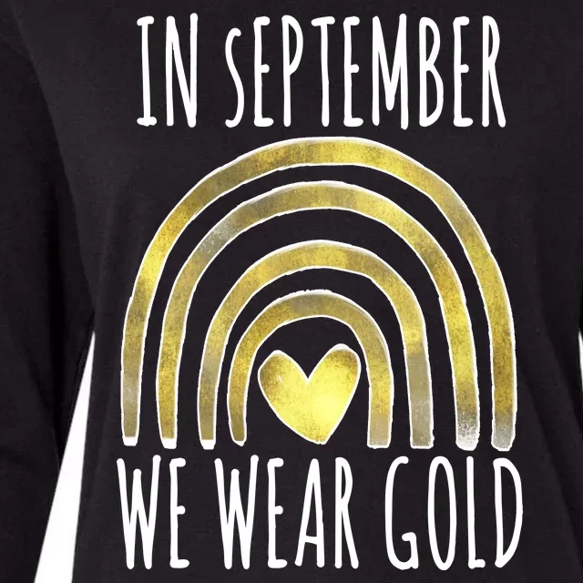 In September We Wear Gold Childhood Cancer Rainbow Womens Cotton Relaxed Long Sleeve T-Shirt