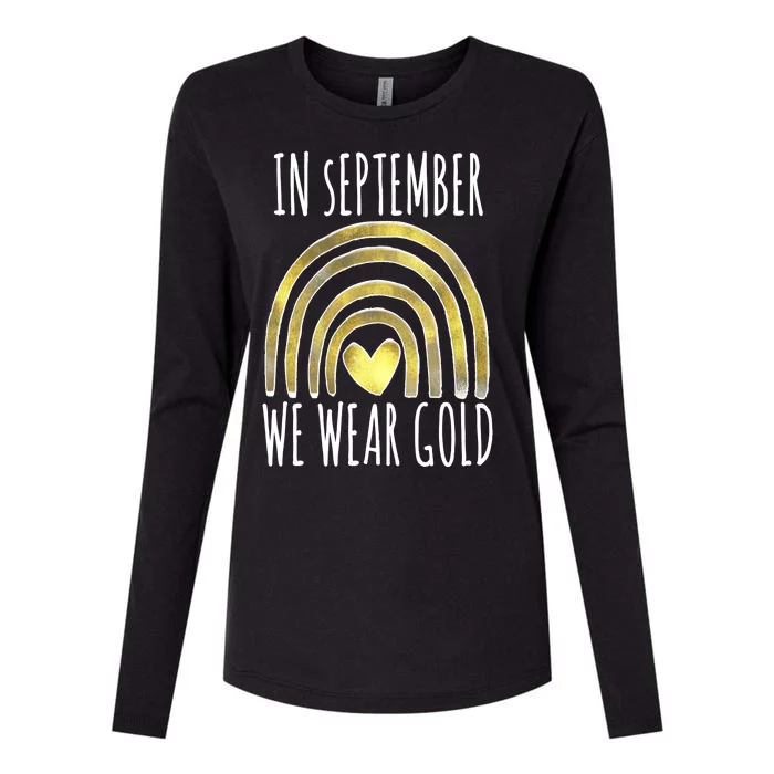 In September We Wear Gold Childhood Cancer Rainbow Womens Cotton Relaxed Long Sleeve T-Shirt