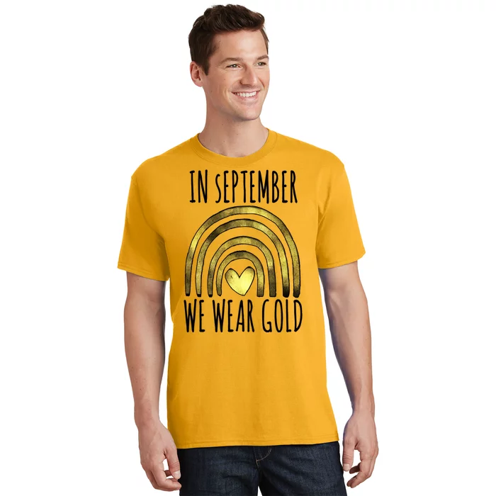 In September We Wear Gold Childhood Cancer Rainbow T-Shirt