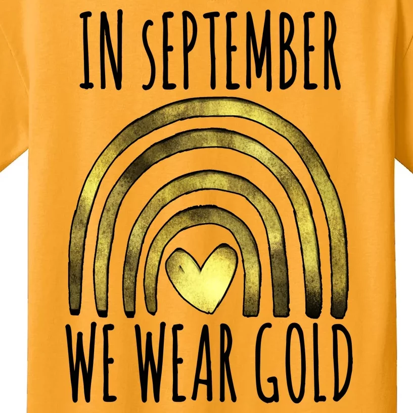 In September We Wear Gold Childhood Cancer Rainbow Kids T-Shirt