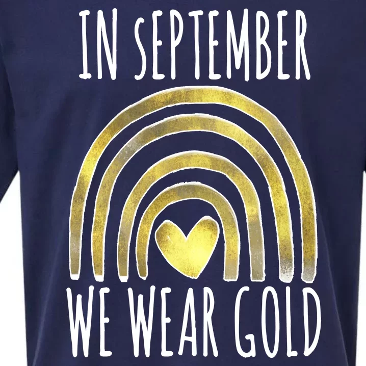 In September We Wear Gold Childhood Cancer Rainbow Sueded Cloud Jersey T-Shirt