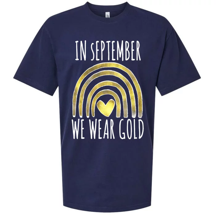 In September We Wear Gold Childhood Cancer Rainbow Sueded Cloud Jersey T-Shirt