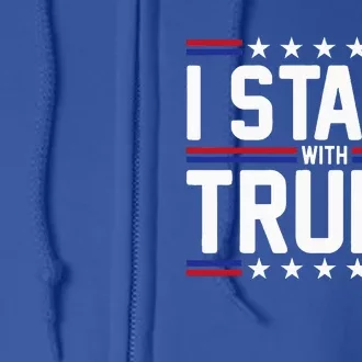 I Stand With Trump American Flag Usa Trump Supporter Full Zip Hoodie