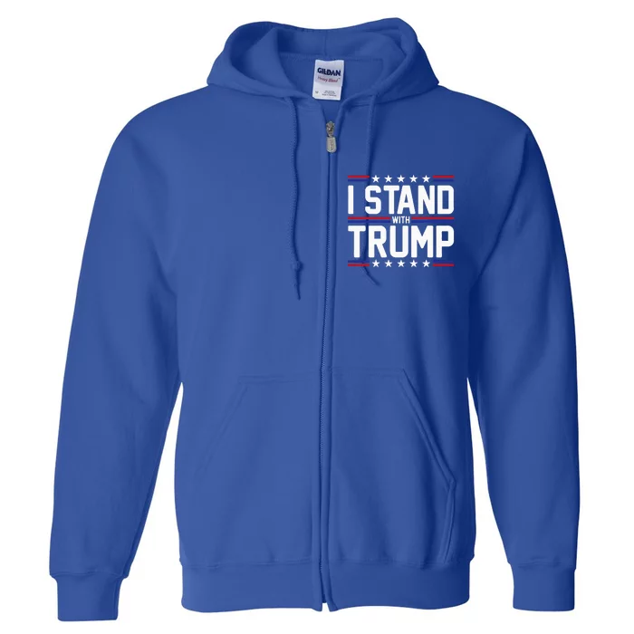 I Stand With Trump American Flag Usa Trump Supporter Full Zip Hoodie