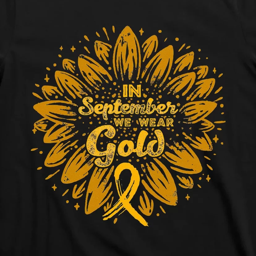 In September We Wear Gold Ribbon Childhood Cancer Awareness T-Shirt